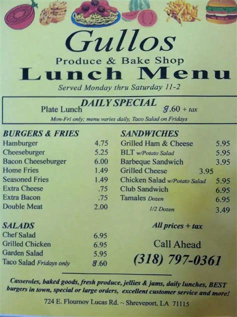 gullos shreveport la menu.